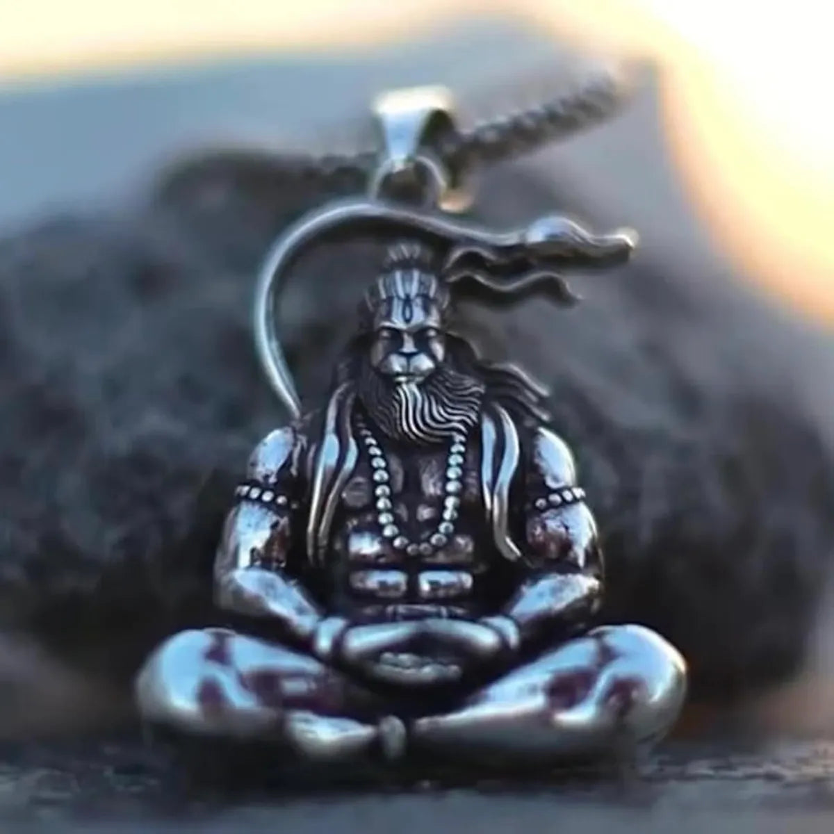 Meditation Hanuman Pendant with Chain